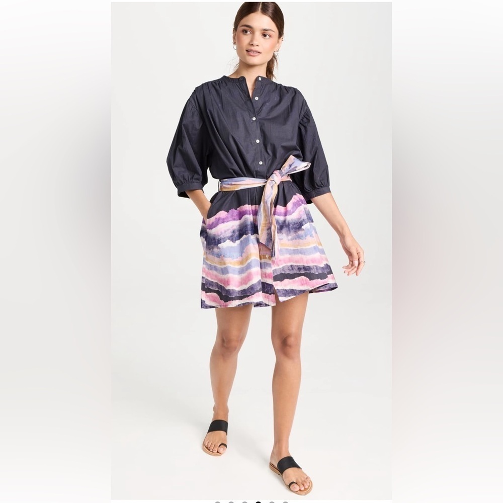 CHUFY Kissa 3/4 Sleeve Mini Dress Kaia Navy Print NWT - Picture 2 of 12